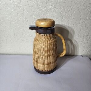 Vintage Tiger Woven Rattan Vacuum Insulated Carafe 1.0L Pitcher PSH-1002 Japan